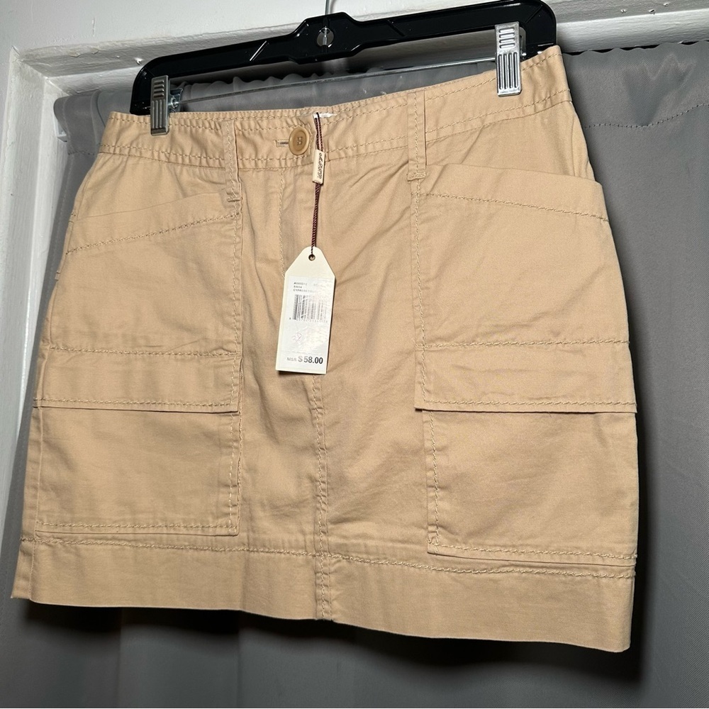 Asymmetrical Utility Mini Skirt - Beige by